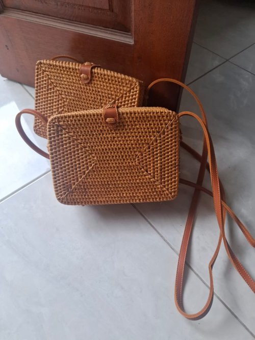 Rattan Square Shoulder Bag