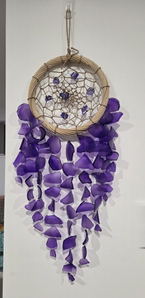 Recycled Seaglass Windchime - Rattan Dreamcatcher